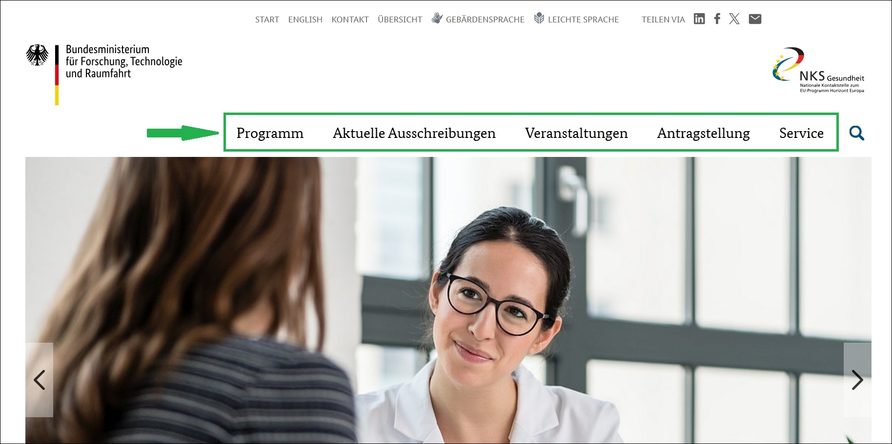 Startseite Hauptnavigation